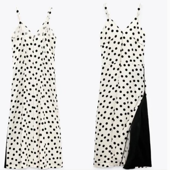 ZARA STUDIO POLKA DOT SLIP MAXI DRESS - Picture 1 of 16